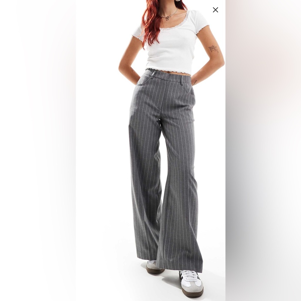 ASOS Gray Wide Leg Pants with Pinstripe Pattern never worn